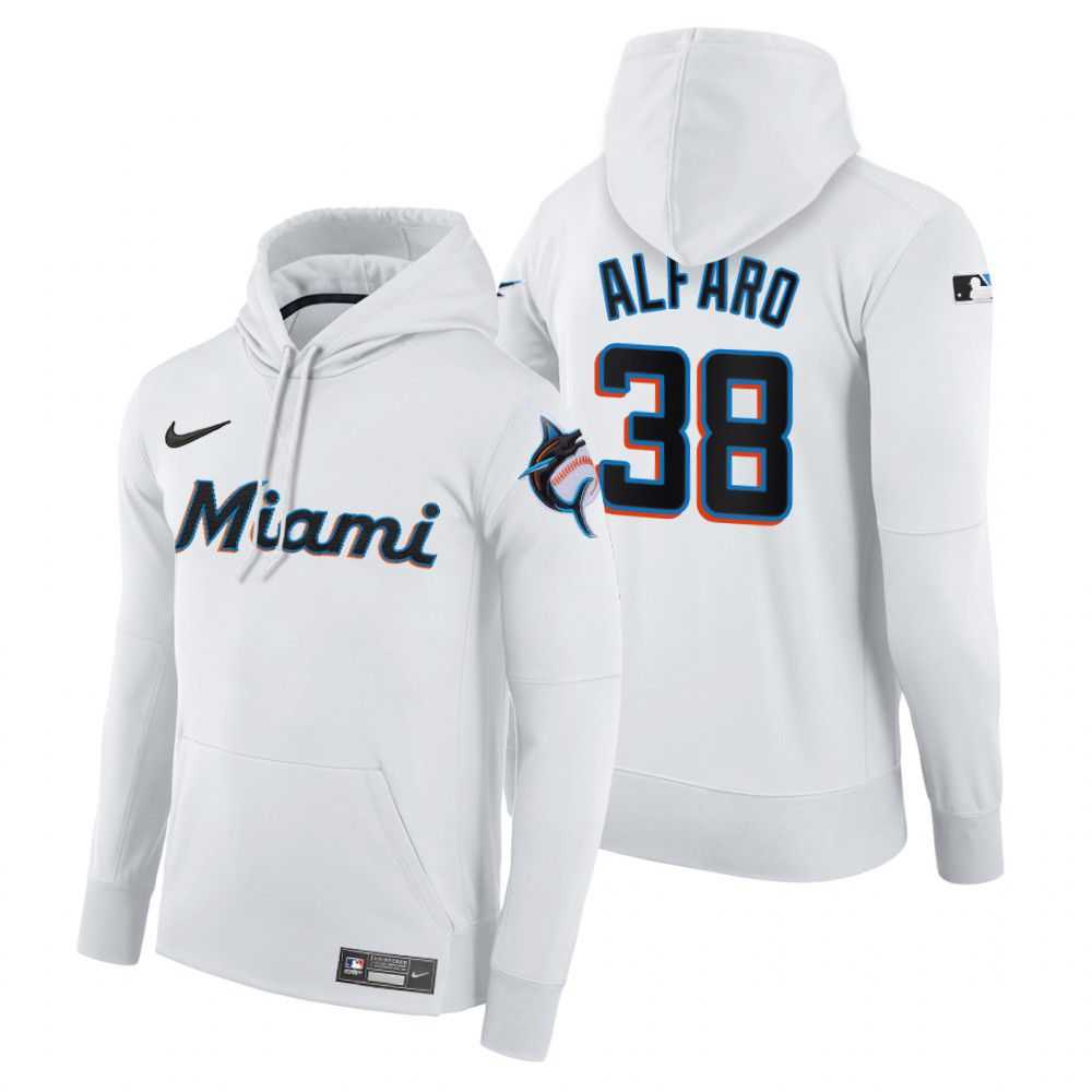 Men Miami Marlins 38 Alfaro white home hoodie 2021 MLB Nike Jerseys